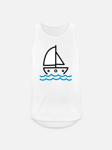 Sailboat on Blue Waves - Men's Breathable Tank Top - white