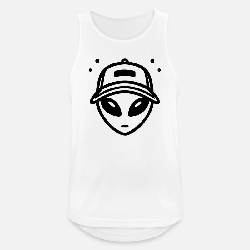 Alien with trucker cap - Men's Breathable Tank Top - white