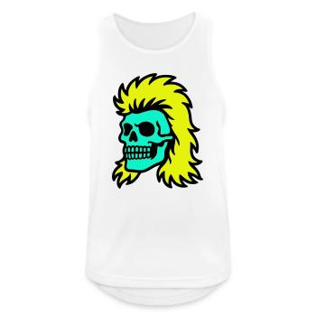 Vokuhila Skull - Männer Tank Top atmungsaktiv - Weiß - Vorne - Nick (188cm)