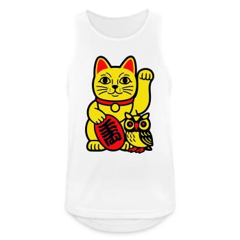 Chat chanceux avec petit hibou - Débardeur respirant Homme - blanc - Devant - Nick (188cm)