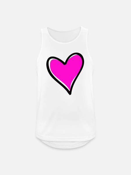 Bright Pink Heart Motif - Men's Breathable Tank Top - white