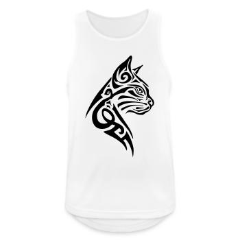 Chat Tribal Tattoo - Débardeur respirant Homme - blanc - Devant - Nick (188cm)