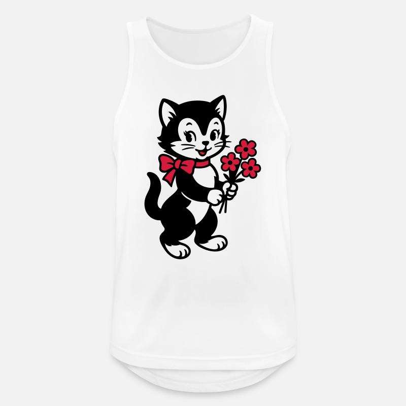 Black Cat with Red Ribbon - Men's Breathable Tank Top - white