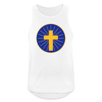 Goldenes Kreuz mit Strahlen - Männer Tank Top atmungsaktiv - Weiß - Vorne - Nick (188cm)