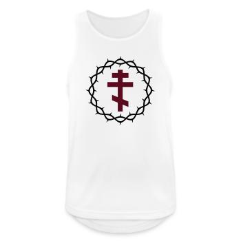 Croix orthodoxe et couronne d’épines - Débardeur respirant Homme - blanc - Devant - Nick (188cm)