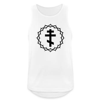 Croix orthodoxe et couronne d’épines - Débardeur respirant Homme - blanc - Devant - Nick (188cm)