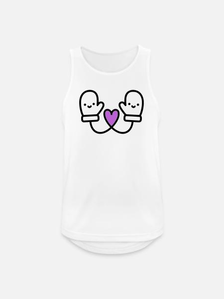 Cute Gloves with Heart | Winter Love - Men's Breathable Tank Top - white