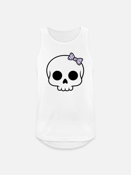 Cute skull with bow | Girly Goth - Men's Breathable Tank Top - white