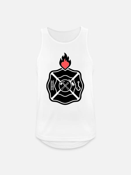 Brandvæsenets emblem | Florian Kors med Hjerte - Herre tanktop åndbar - hvid