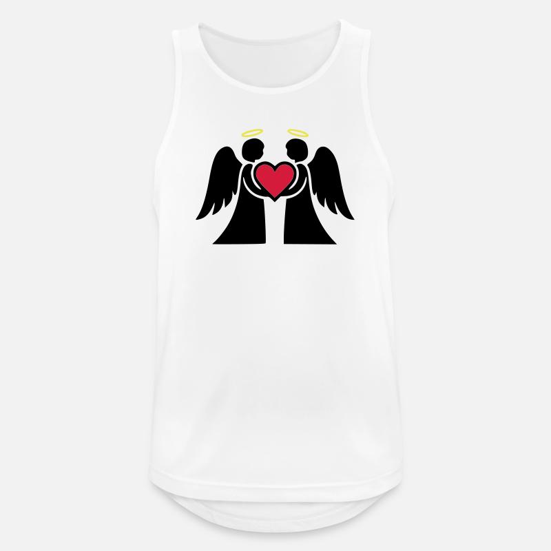 Engel Paar mit Herz Piktogramm - Männer Tank Top atmungsaktiv - Weiß