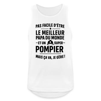 Pompier – Super Papa Pompier - Débardeur respirant Homme - blanc - Devant - Nick (188cm)
