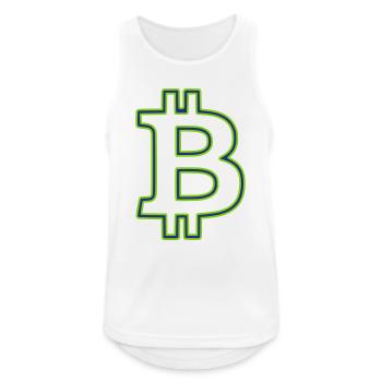 Contour du logo Bitcoin Minimaliste néon - Débardeur respirant Homme - blanc - Devant - Nick (188cm)