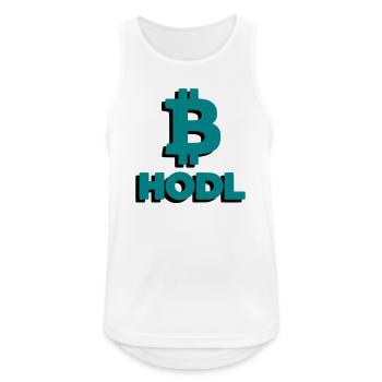 Bitcoin HODL Logo Schriftzug Krypto - Männer Tank Top atmungsaktiv - Weiß - Vorne - Nick (188cm)
