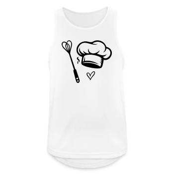 Chef Chopeau & Fouet Cœur - Cuisiner avec amour - Débardeur respirant Homme - blanc - Devant - Nick (188cm)