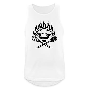 Kochen mit Herz und Flamme - Küchenliebe - Männer Tank Top atmungsaktiv - Weiß - Vorne - Nick (188cm)