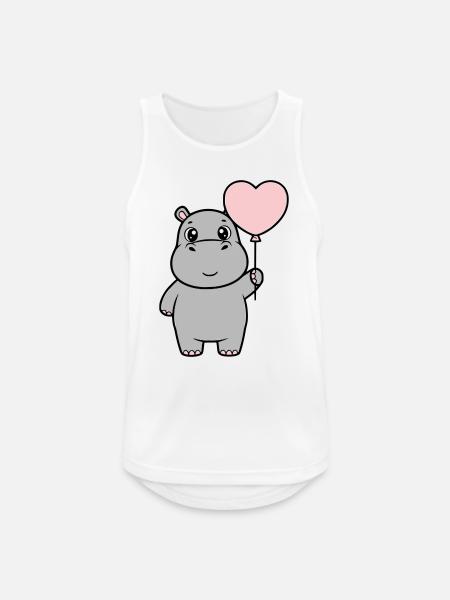 Süßes Nilpferd Herz Ballon Liebe - Männer Tank Top atmungsaktiv - Weiß