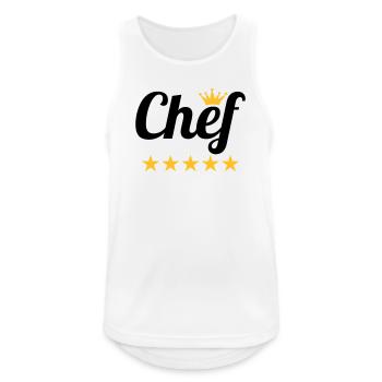 Chef Suprême : Couronne et 5 Étoiles Or - Débardeur respirant Homme - blanc - Devant - Nick (188cm)