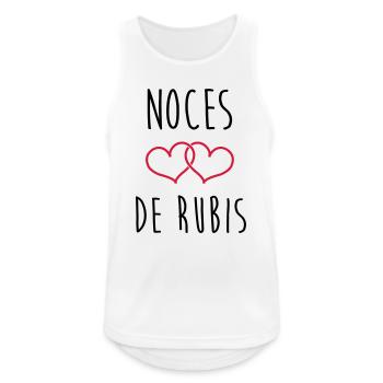 Noce de Rubis 35 ans de mariage - Débardeur respirant Homme - blanc - Devant - Nick (188cm)