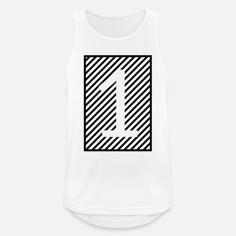 Nummer 1 – gerahmte Streifen - Männer Tank Top atmungsaktiv - Weiß
