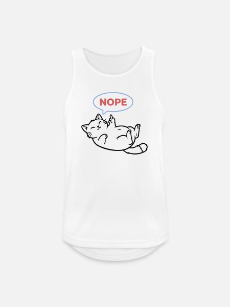 Lachende Katze Nope Mittelfinger - Männer Tank Top atmungsaktiv - Weiß