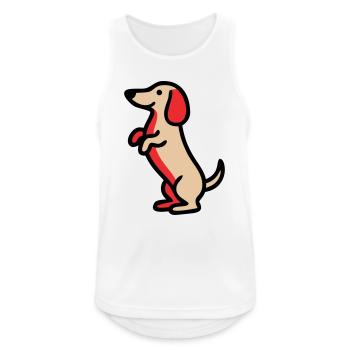 Süßer Dackel Hund Männchen Comic - Männer Tank Top atmungsaktiv - Weiß - Vorne - Nick (188cm)