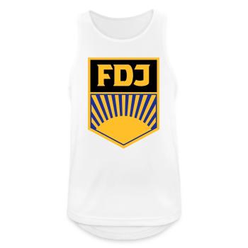 FDJ - Freie Deutsche Jugend (eckig, dreifarbig) - Männer Tank Top atmungsaktiv - Weiß - Vorne - Nick (188cm)