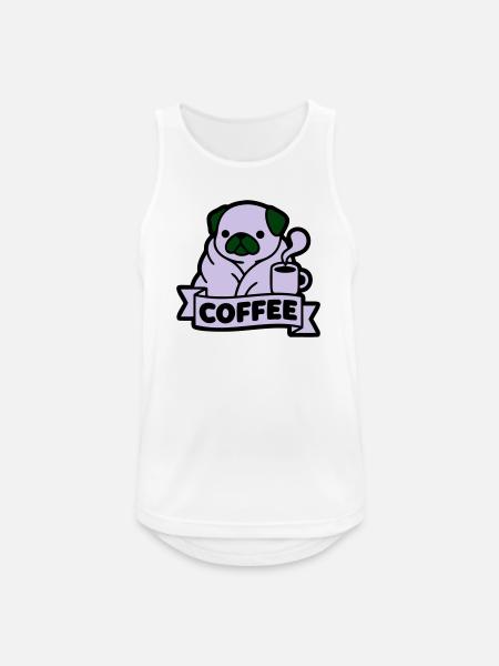 Mops Kaffee Morgenmuffel Banner - Männer Tank Top atmungsaktiv - Weiß