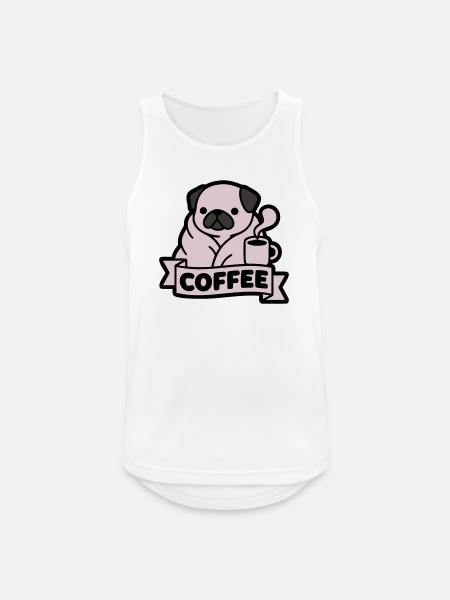 Pug Coffee Morning Grouch Banner - Men's Breathable Tank Top - white