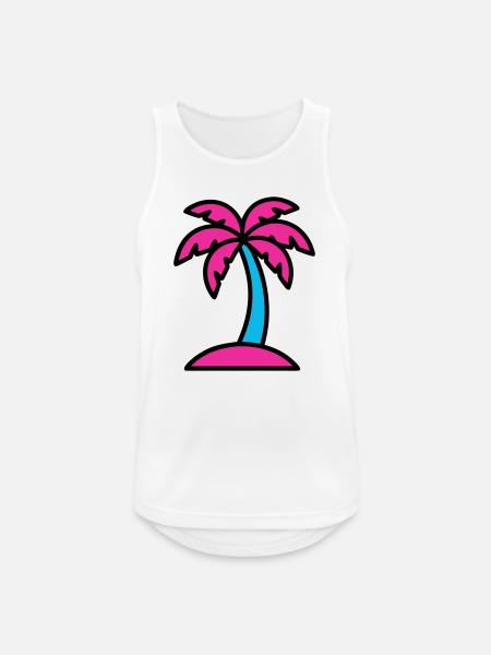 Neon Palm Tree 90s Vaporwave - Men's Breathable Tank Top - white