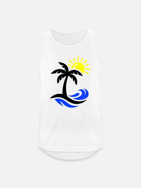 Océan Palm Tree Beach - Débardeur respirant Homme - blanc