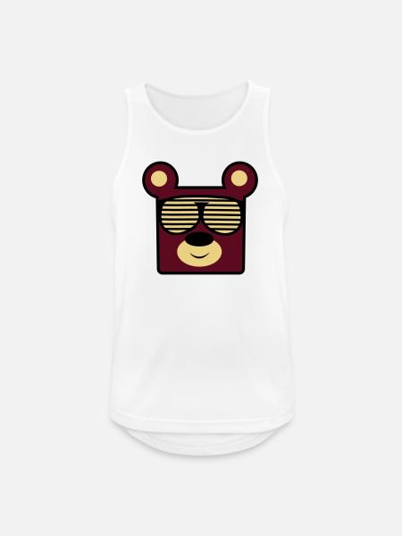 Bear with retro sunglasses - Men's Breathable Tank Top - white