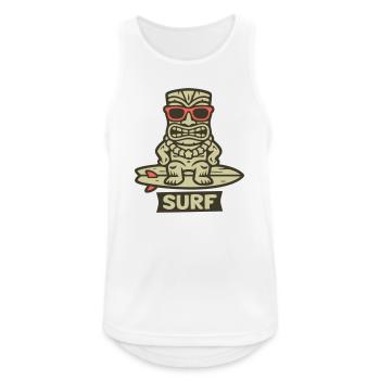 Tiki Figure Surfboard Surfing Hawaii Beach Bar - Men's Breathable Tank Top - white - Front - Nick (188cm)