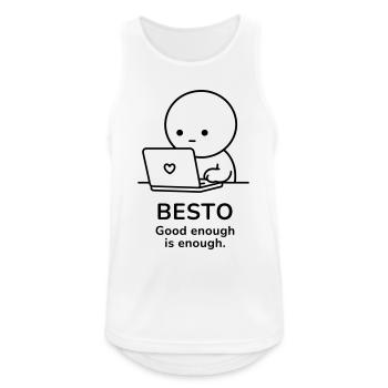 Besto – Good Enough Is Enough | Work Motivation - Men's Breathable Tank Top - white - Front - Nick (188cm)