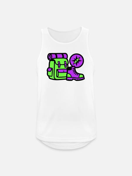 Hiking Backpack Compass Graphic - Men's Breathable Tank Top - white