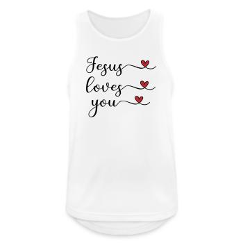 Jesus liebt dich süß Typografie mit Herz - Männer Tank Top atmungsaktiv - Weiß - Vorne - Nick (188cm)