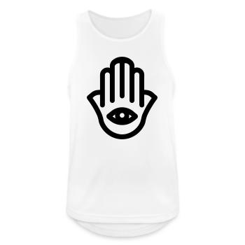 Hand von Fatma Hamsa - Männer Tank Top atmungsaktiv - Weiß - Vorne - Nick (188cm)