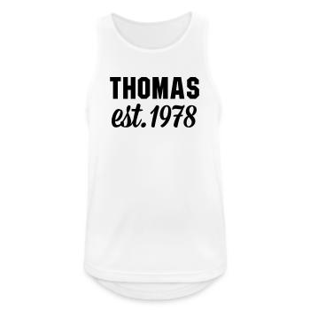 Thomas est 1978 - Männer Tank Top atmungsaktiv - Weiß - Vorne - Nick (188cm)