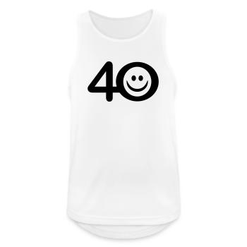 Zum Vierzigsten: 40 mit Lächel-Emoticon - Männer Tank Top atmungsaktiv - Weiß - Vorne - Nick (188cm)