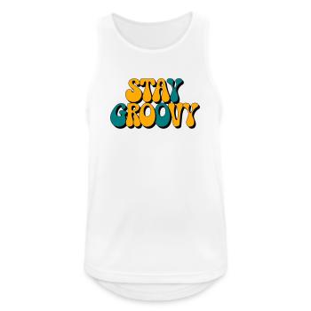 Stay Groovy - Retro Vibes - Männer Tank Top atmungsaktiv - Weiß - Vorne - Nick (188cm)
