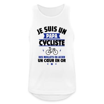 Cadeau fête des pères Papa cycliste en or,vélo - Débardeur respirant Homme - blanc - Devant - Nick (188cm)