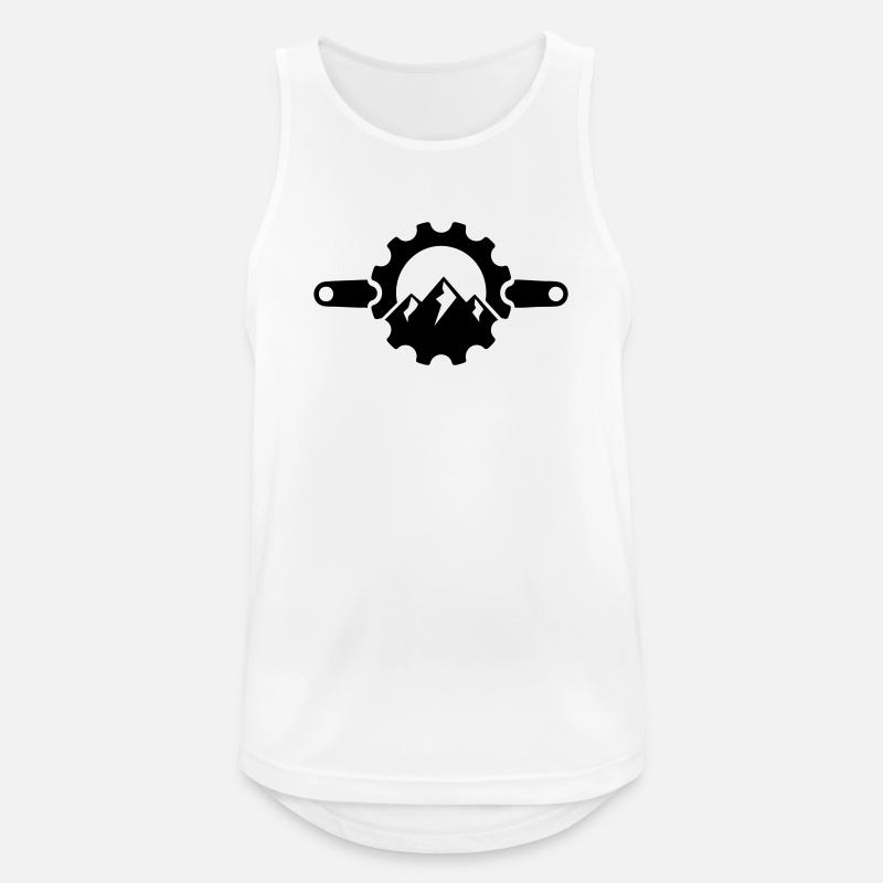 Crank Mountain – MTB Chainring Logo - Men's Breathable Tank Top - white