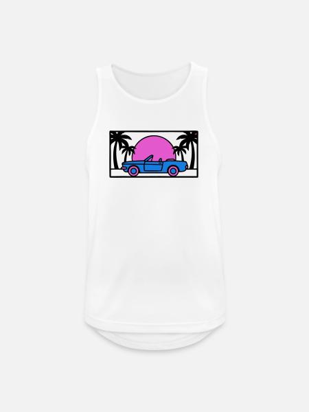 Convertible Palm Trees Sunset Graphic - Men's Breathable Tank Top - white