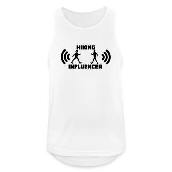 Walking with text Hiking Influencer logo - Men's Breathable Tank Top - white - Front - Nick (188cm)