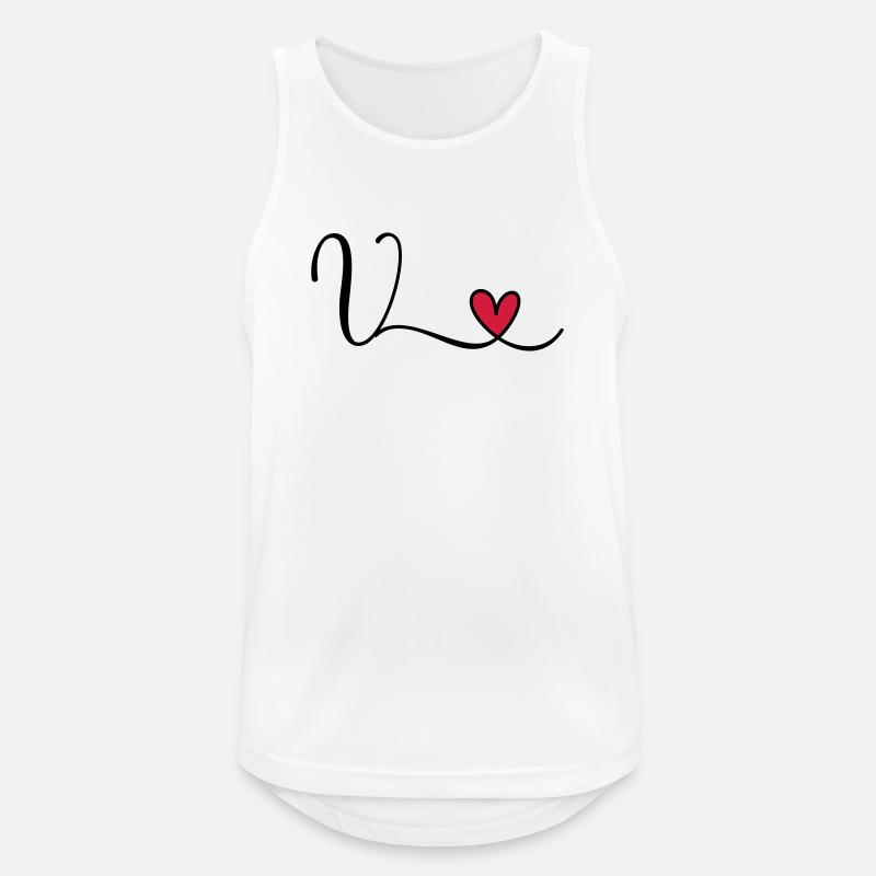Buchstabe V Monogramm Initiale Herz - Männer Tank Top atmungsaktiv - Weiß