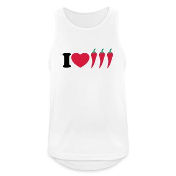 I love chilli - Ich liebe Chili - Männer Tank Top atmungsaktiv - Weiß - Vorne - Nick (188cm)