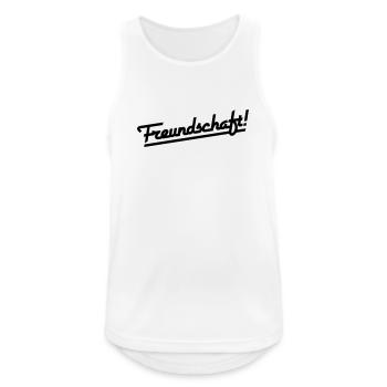 Freundschaft Schriftzug (Farbe änderbar) - Männer Tank Top atmungsaktiv - Weiß - Vorne - Nick (188cm)