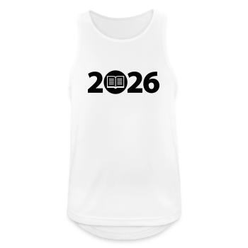 Buch 2026, Ausbildung 2026, Bücherei 2026 - Männer Tank Top atmungsaktiv - Weiß - Vorne - Nick (188cm)