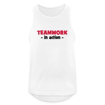 Teamwork in Action - Männer Tank Top atmungsaktiv - Weiß - Vorne - Nick (188cm)