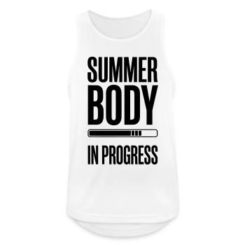 Summer Body in Progress – Motivationsstudio-Zitat - Männer Tank Top atmungsaktiv - Weiß - Vorne - Nick (188cm)