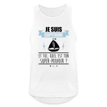 Je suis capitaine idée cadeau bateau - Débardeur respirant Homme - blanc - Devant - Nick (188cm)